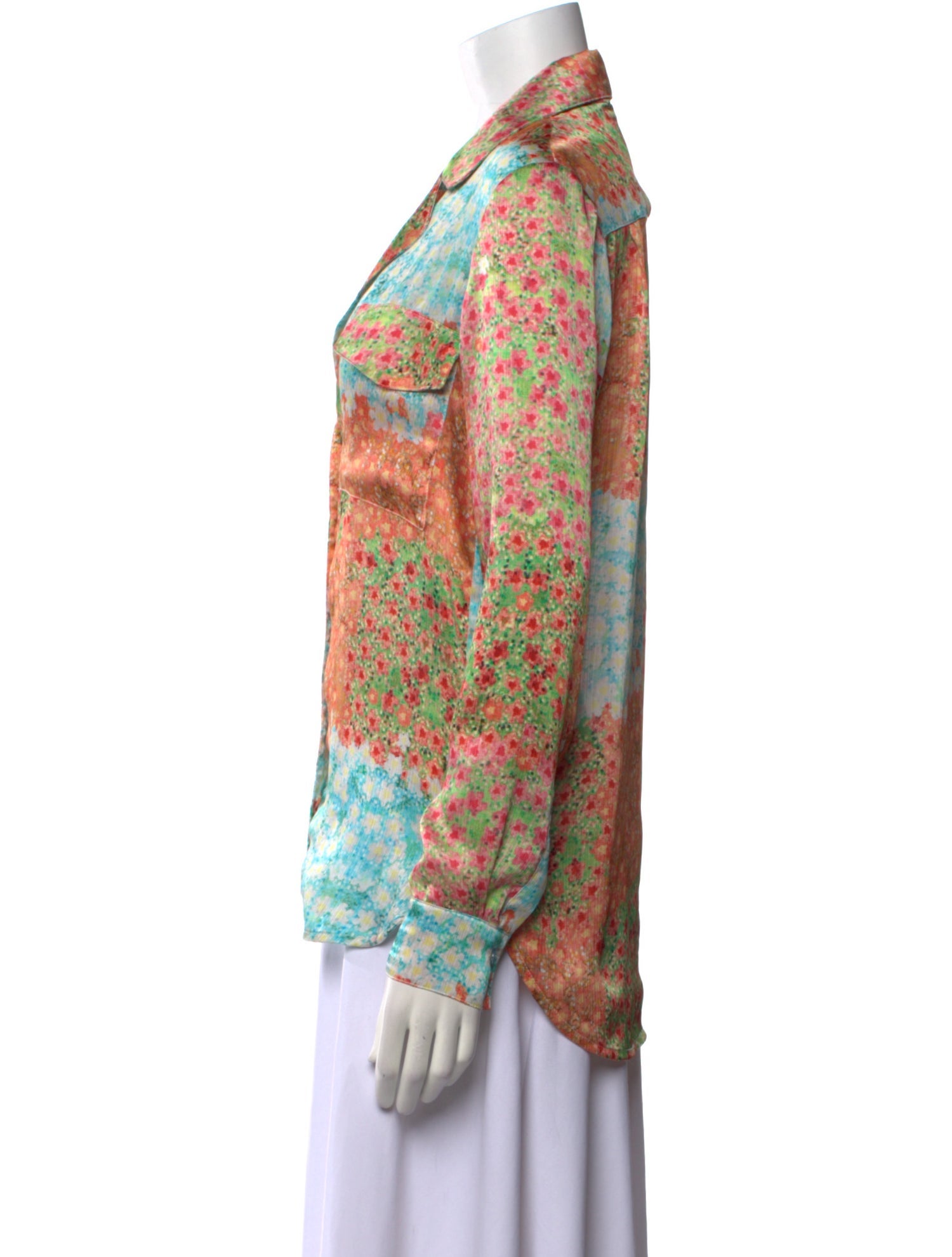 SIEDRÉS Floral Print V-Neck Button-Up Top